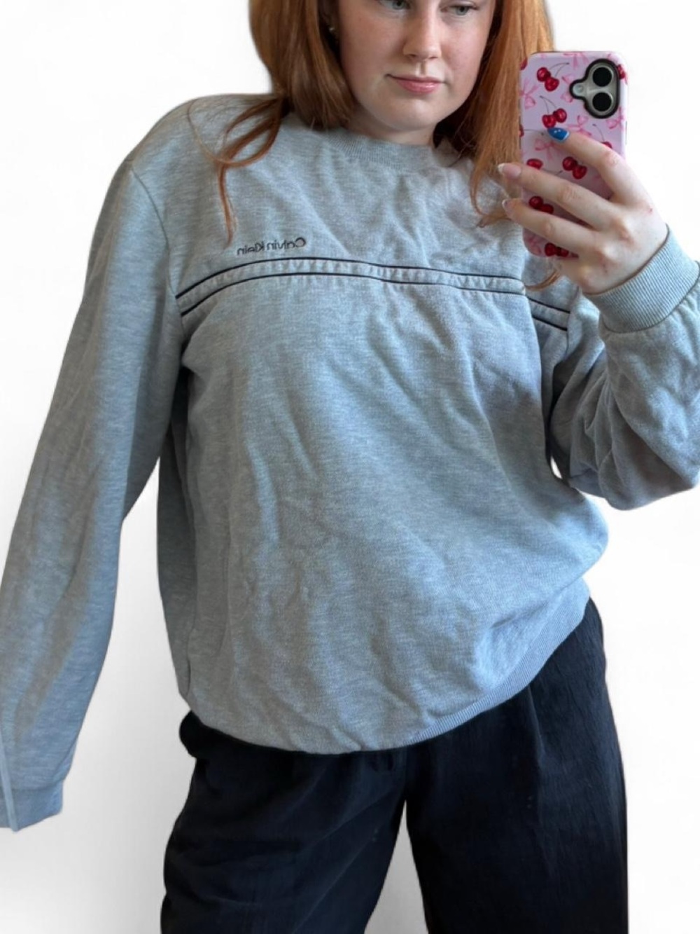 Calvin Klein Heather Gray Crewneck Pullover Sweatshirt
